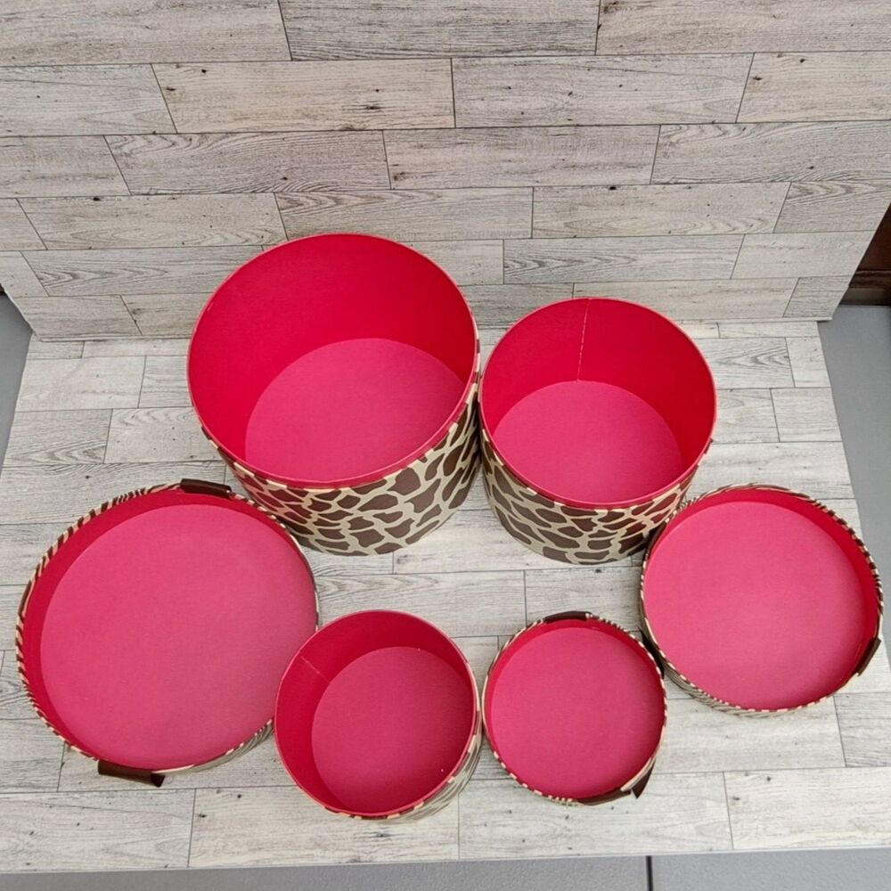 Giraffe Print Storage Boxes with Lids & Bows Set of 3, Animal Print, Decor, Chic - Picture 3 of 3